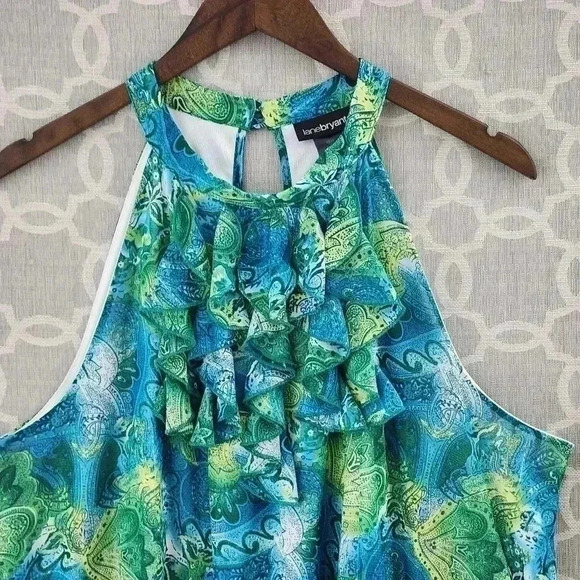 New Lane Bryant Women's 22/24 Tank Blouse High Neck Printed Back Keyhole - Picture 2 of 8